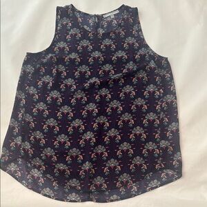 Daniel Rainn Navy and Pink Floral Blouse